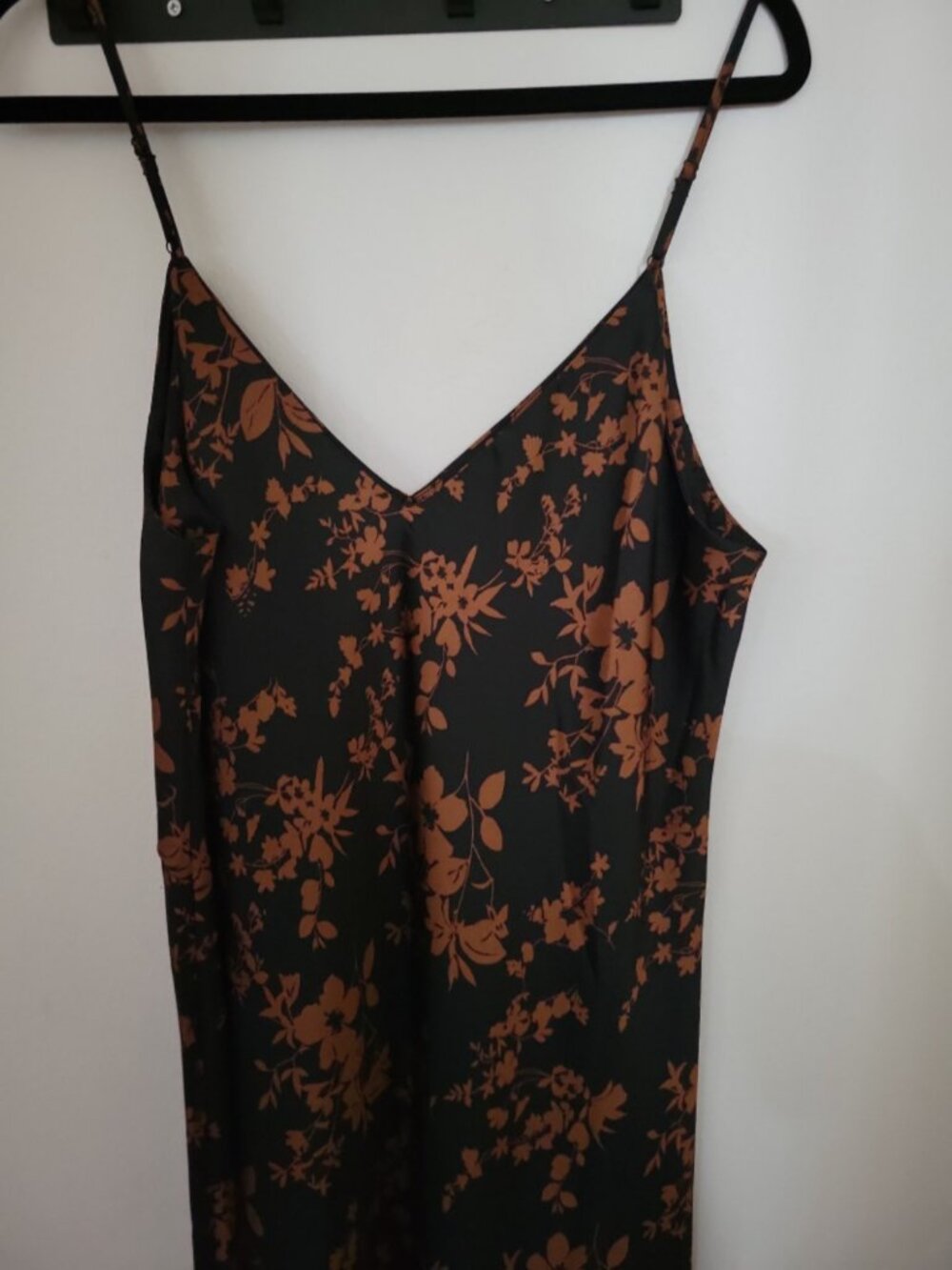 A new day Black and  brown floral satin maxi dress - Picture 2 of 4